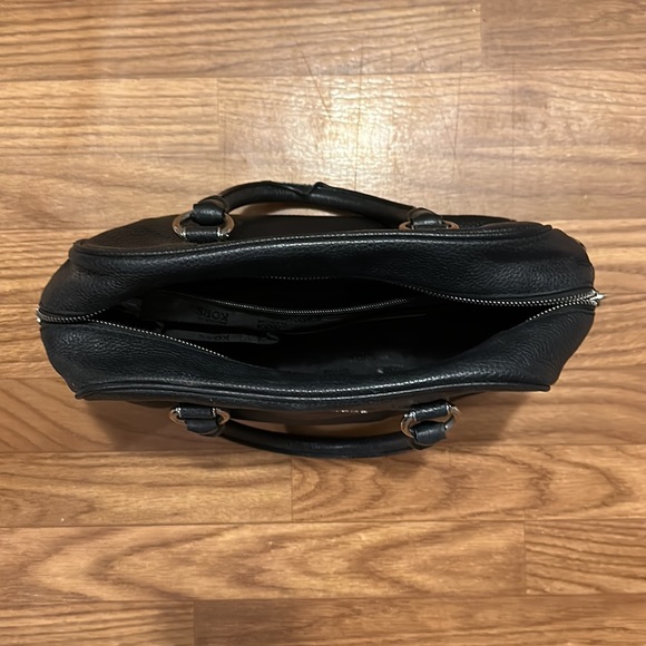 Michael Kors black leather handbag with silver accessories. About 8”x13” - Picture 4 of 5